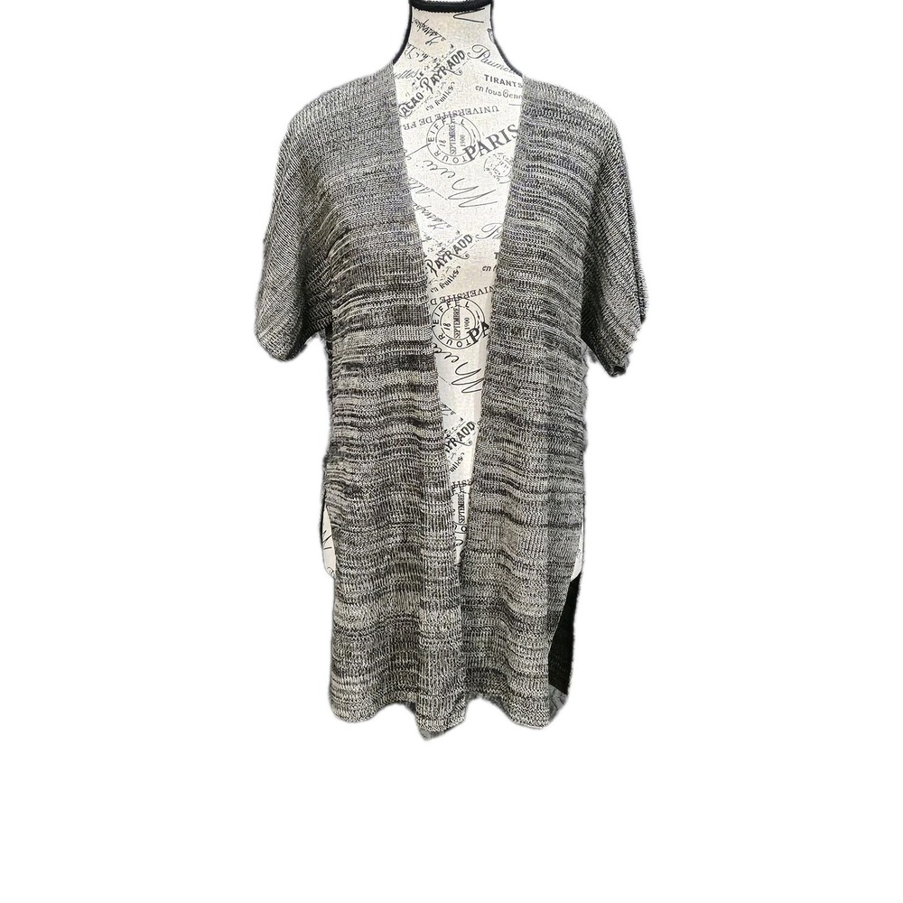 Eileen Fisher Cardigan Women XXS/XS Black White SS Minimalist Sustainable Travel